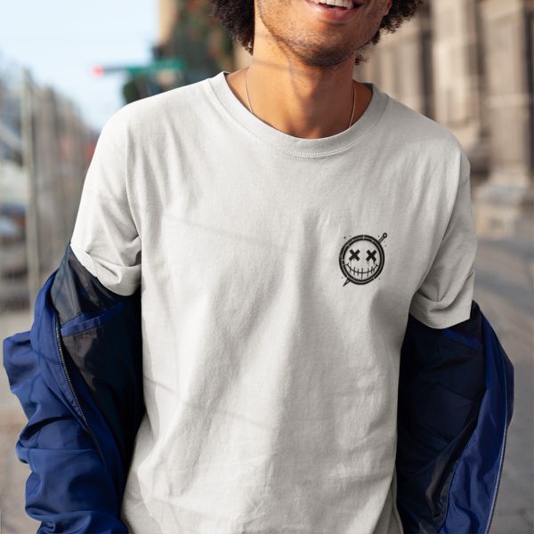 Camiseta Masculina 100% Algodão Smiley Face - Branco