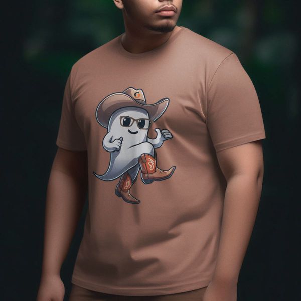 Camiseta Básica Masculina Fantasma Cowboy 100% Algodão Premium - Caqui