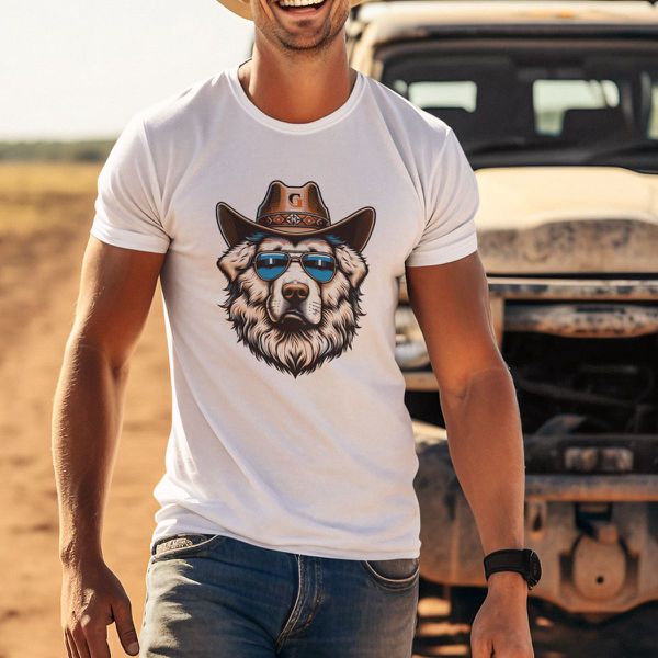 Camiseta Básica Masculina Cachorro Xerife Country 100% Algodão Premium - Branco