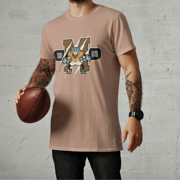 Camiseta Básica Masculina Logo Mascote Futebol Americano 100% Algodão Premium - Caqui
