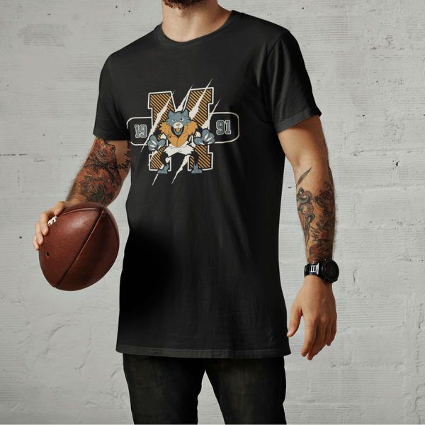 Camiseta Básica Masculina Logo Mascote Futebol Americano 100% Algodão Premium - Preto