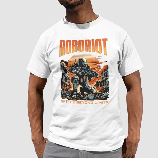 Camiseta Básica Masculina Roboriot Distopia Scifi 100% Algodão Premium - Branco