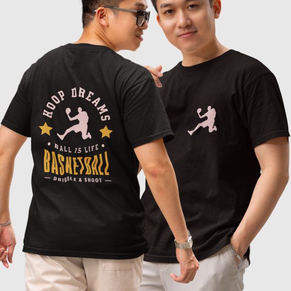 Camiseta Básica Masculina Basquete Hoop Dreams Costas 100% Algodão Premium - Preto