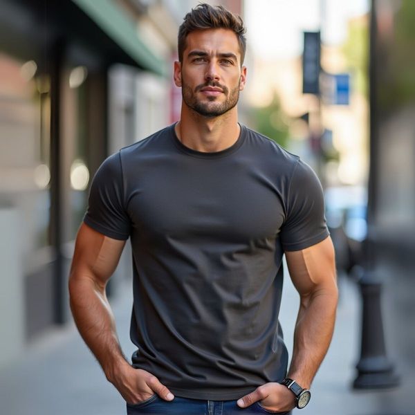 Camiseta Básica Masculina Lisa 100% algodão 30.1 (CM01-LISA) - Chumbo