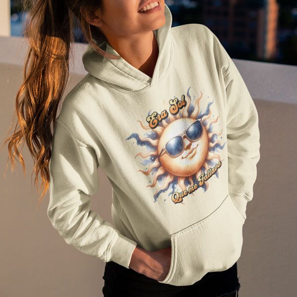 Moletom Unissex Canguru Com Capuz Era Sol Que Me Faltava - Off White