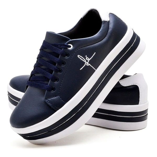 Tênis Born Mira Feminino | Couro Premium | Azul Marinho 35
