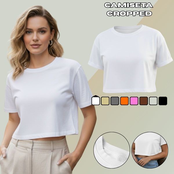 Camiseta Cropped Feminina Algodão Premium Conforto e Estilo Moderno - Branco