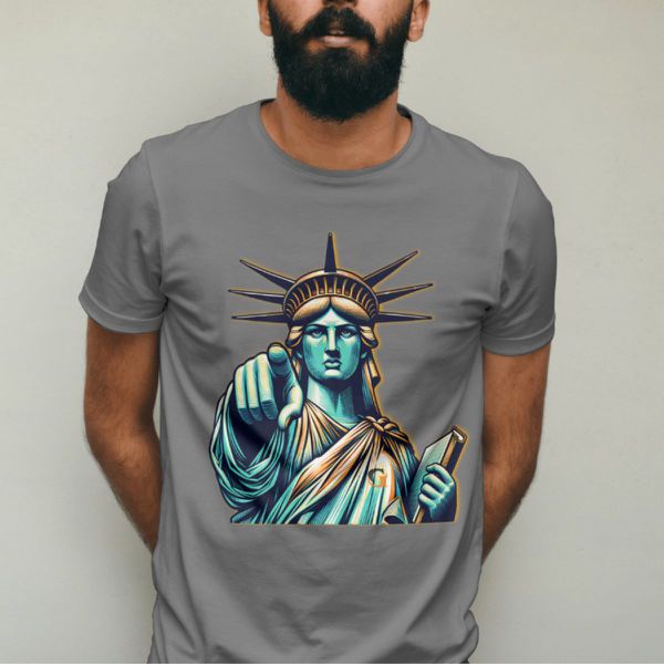 Camiseta Básica Masculina Estátua Da Liberdade New York 100% Algodão Premium - Chumbo