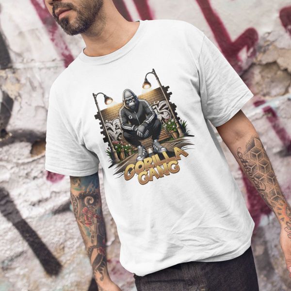 Camiseta Básica Masculina Gorilla Gang Streetwear 100% Algodão Premium - Branco