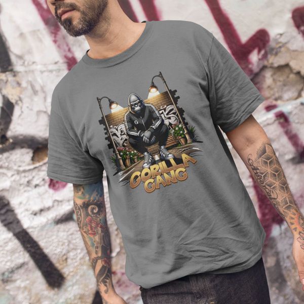Camiseta Básica Masculina Gorilla Gang Streetwear 100% Algodão Premium - Chumbo