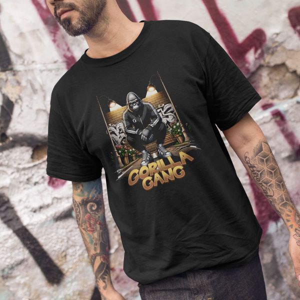 Camiseta Básica Masculina Gorilla Gang Streetwear 100% Algodão Premium - Preto