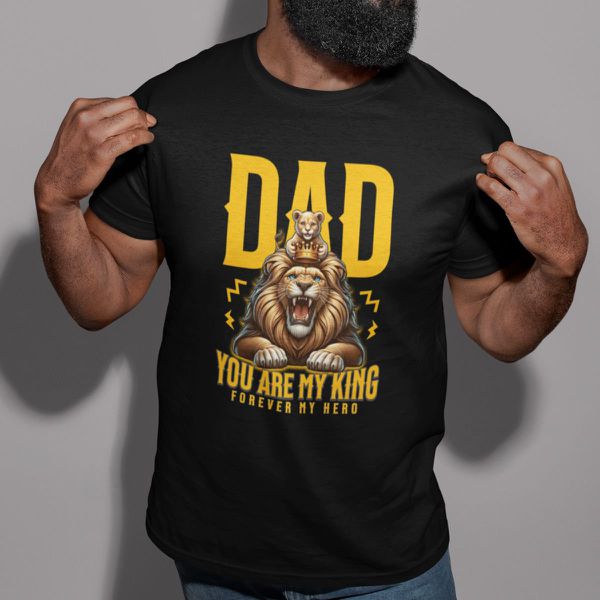 Camiseta Básica Masculina Pai Leão 100% Algodão Premium - Preto