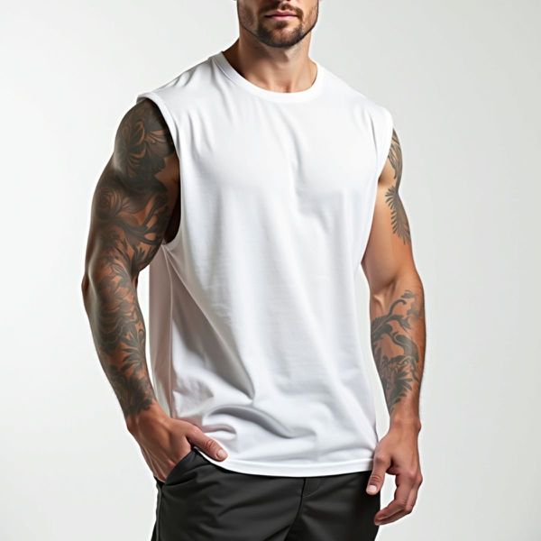 Camiseta Regata Masculina Machão Muscle Lisa 100% Algodão Premium - Branco