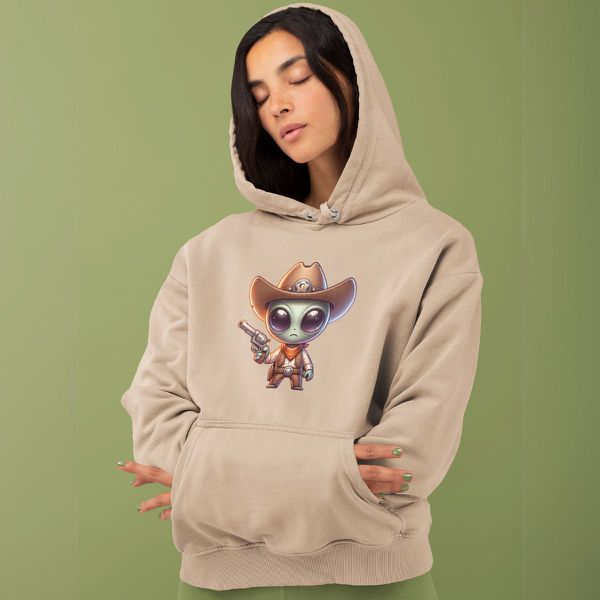 Moletom Unissex Canguru Alien Cowboy Com Capuz - Caqui