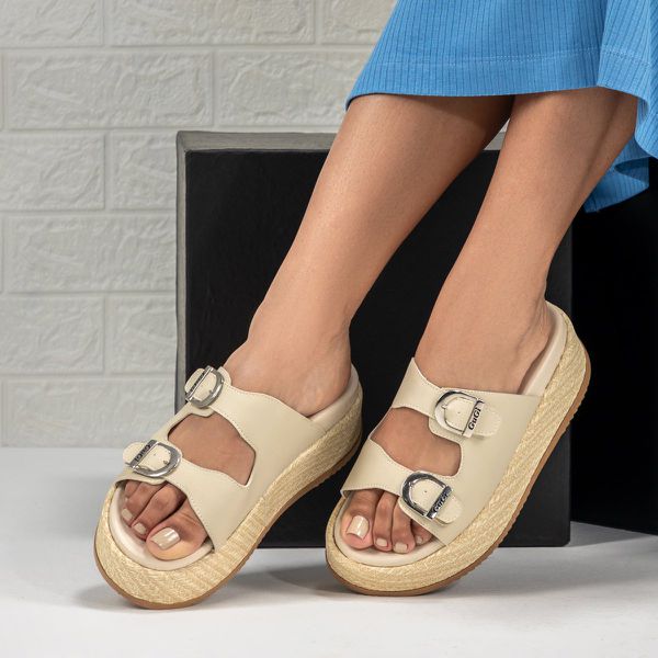 Sandália Plataforma Feminina Aura Com Fivelas Ajustáveis 910-GG - Off White