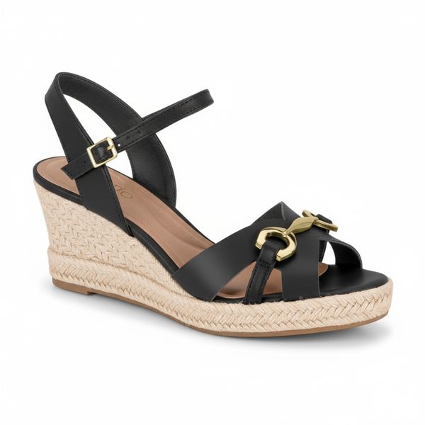 Sandália anabela plataforma Beira Rio ref. 8486.119.9569 - preto