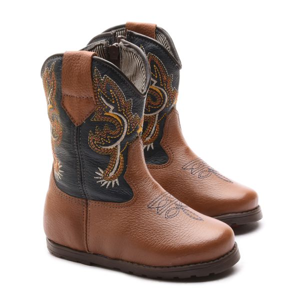 Bota Texana Baby Floter Havana/Napa Azul Marinho -... - Gutierre Boots