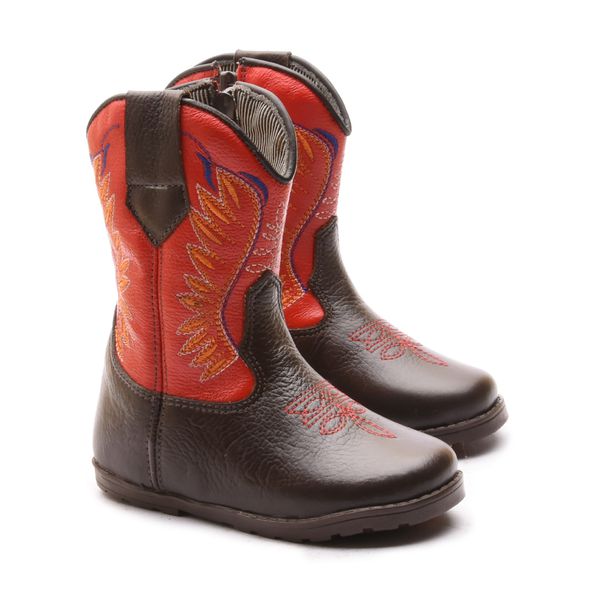 Bota Texana Baby Floter Café/Napa Vermelho