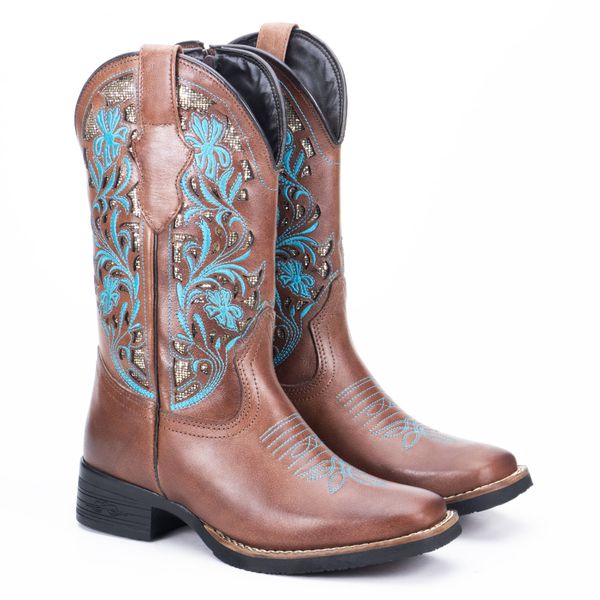 Bota Texana Feminina Dallas Terra com Lêiser Bronz... - Gutierre Boots