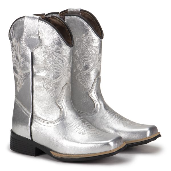 Bota Texana Infantil Metalizado Prata - 10-600S - Gutierre Boots