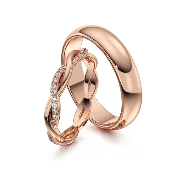 Aliança em Ouro 18k Trançada com Diamantes