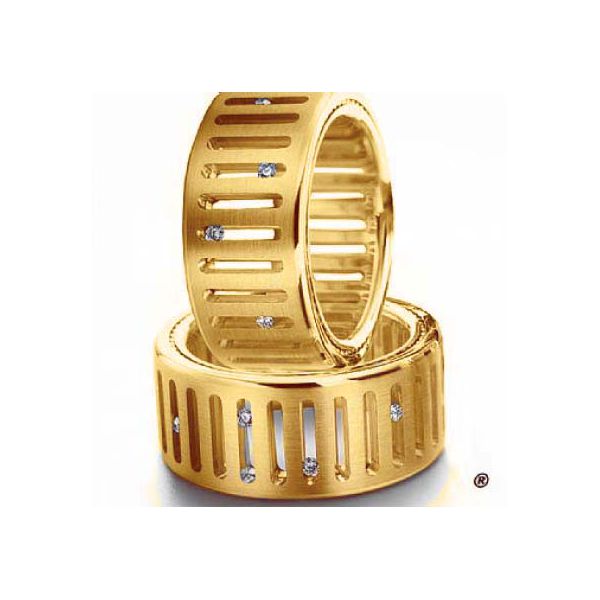 Aliança de Casamento Luminosidade Vertical Romance eterno - Ouro 18k