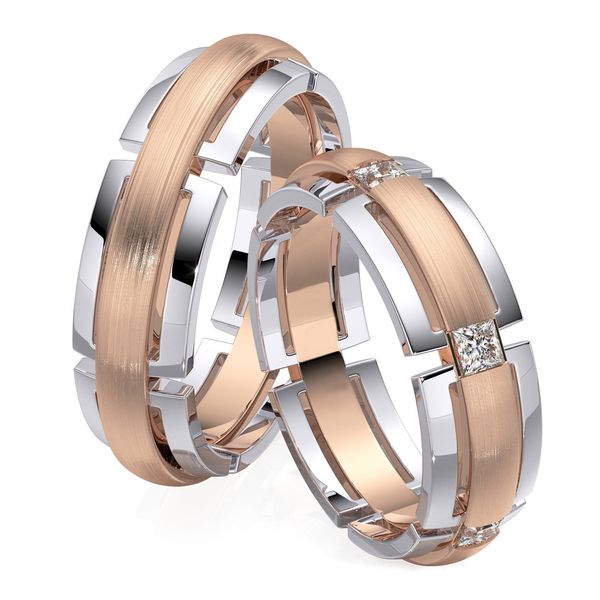 Aliança em Ouro 18k Vazada com Diamantes