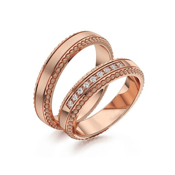 Alianças Trabalhalhadas em Ouro 18K com Diamantes