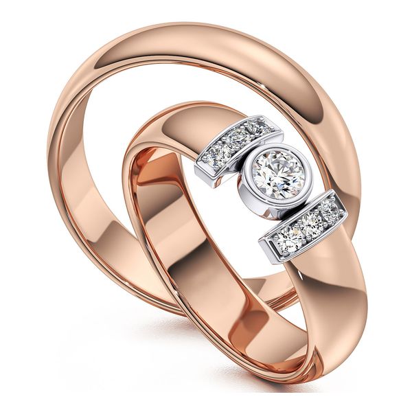 Aliança Solitário com Diamante de ct - ouro 18k