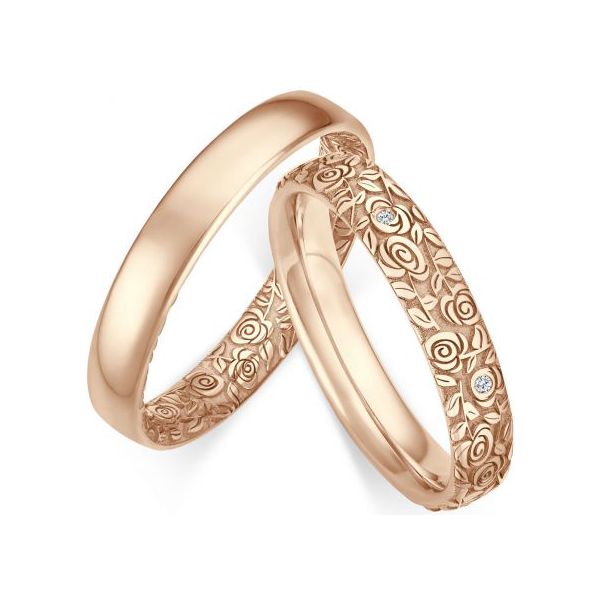  Alianças de Noivado e Casamento Flores do meu Amor - Ouro 18k 750 