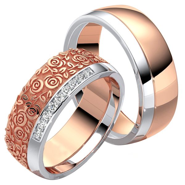 Aliança de Casamento Floresce em Ouro 18k - Amor de Primavera - 8,5 Milímetros 