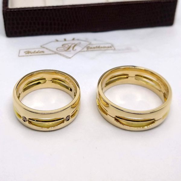 Aliança Bodas de Prata Eternidade Entrelaçada Um Amor em Duas Cores - Ouro 18k - com Diamantes