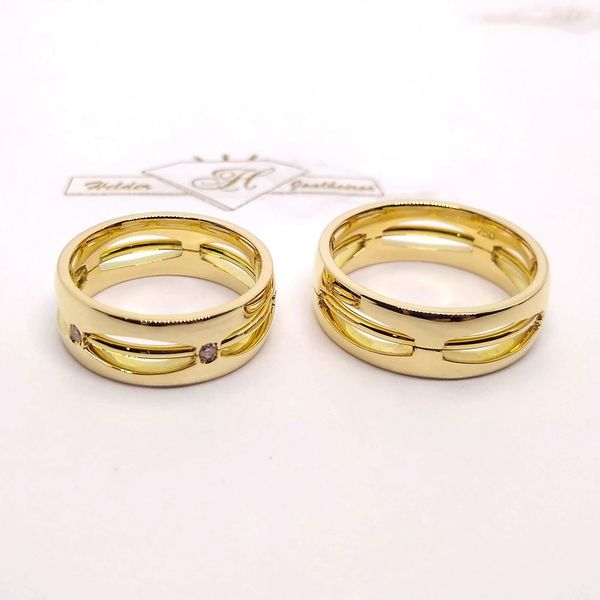 Aliança Bodas de Prata Eternidade Entrelaçada Um Amor em Duas Cores - Ouro 18k - com Diamantes