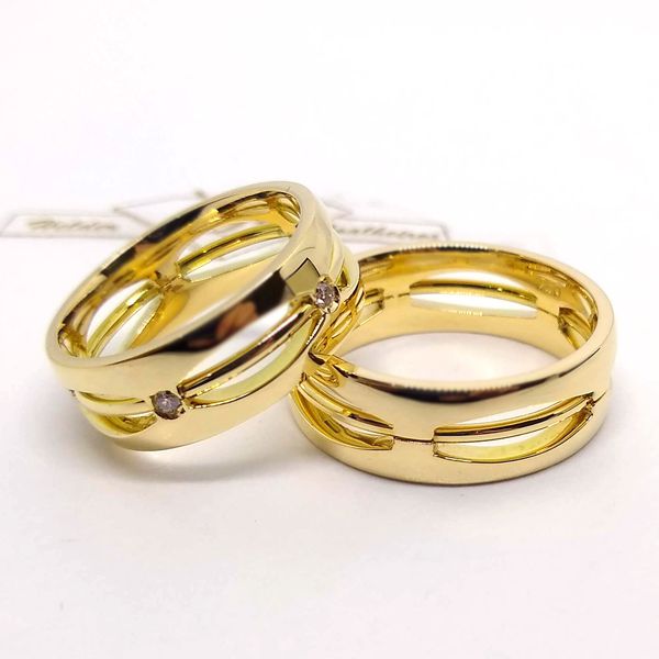 Aliança Bodas de Prata Eternidade Entrelaçada Um Amor em Duas Cores - Ouro 18k - com Diamantes