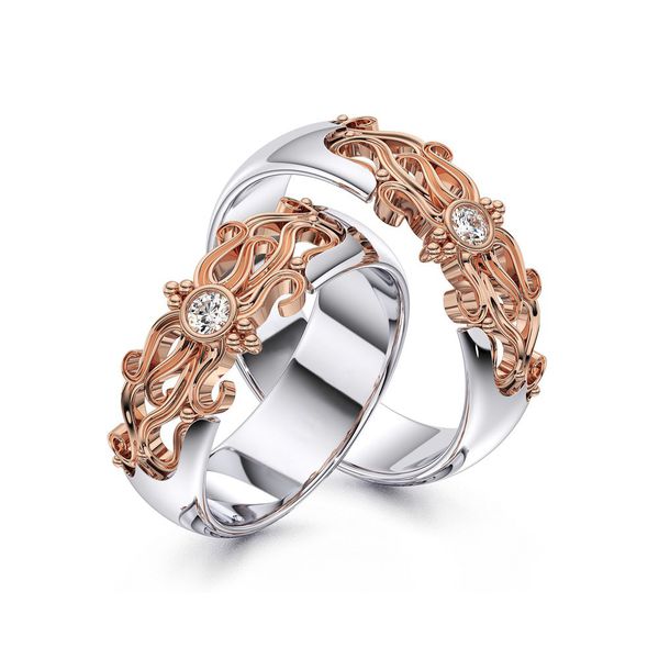 Alianças Arabescos Encantadores - Diamante de 10 Pontos