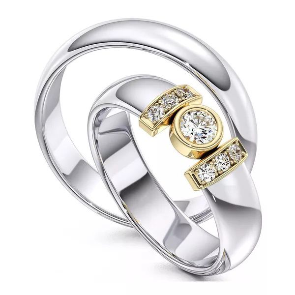 Aliança Solitário com Diamante de ct - ouro 18k