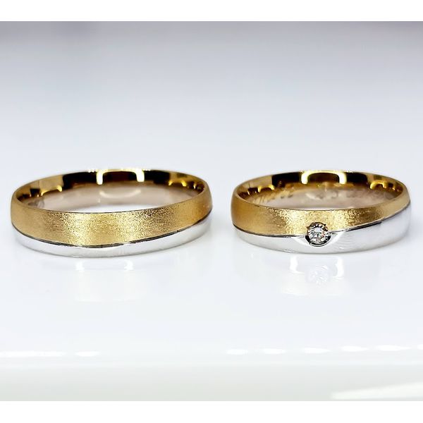 Alianças Bodas Celebração Única - Par de Alianças Harmonia Dual - Ouro 18k
