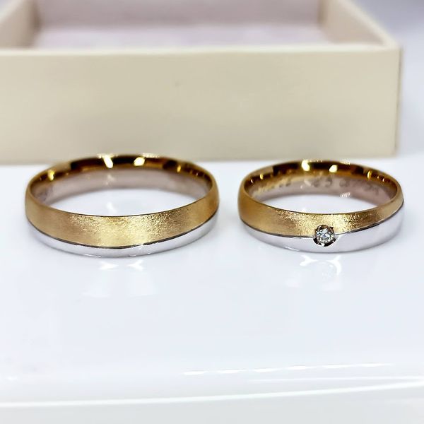 Alianças Bodas Celebração Única - Par de Alianças Harmonia Dual - Ouro 18k