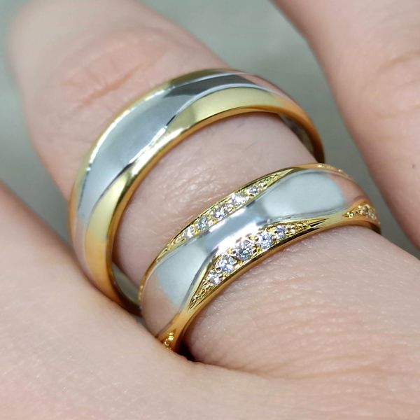 Aliança de Casamento - Bodas de Prata Ouro 18k 