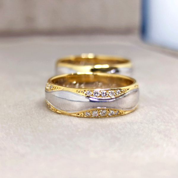Aliança de Casamento - Bodas de Prata Ouro 18k 