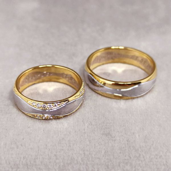 Aliança de Casamento - Bodas de Prata Ouro 18k 