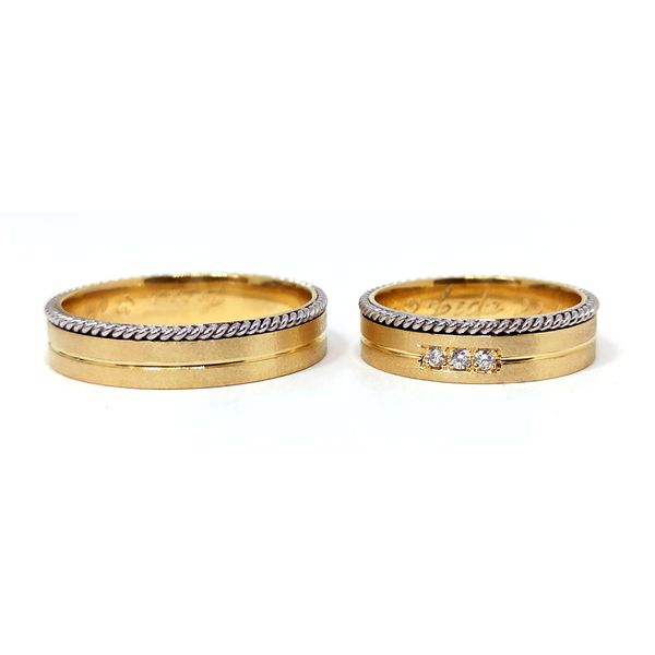 Par de Aliança em Ouro 18k Eternas Uniões - com Diamantes 