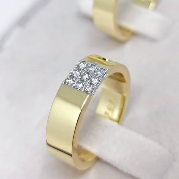 Aliança em Ouro 18k Com Diamantes, Coração e Batimentos Cardíacos