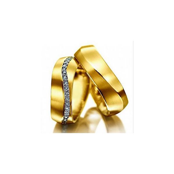 Alianças de Casamento Ondas de Amor - Com Diamantes - Ouro 18k 750