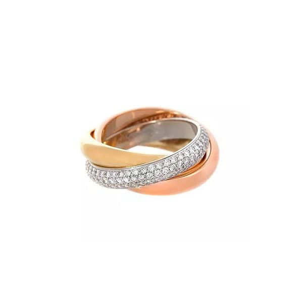 Aliança em Ouro 18k Com três elos com Diamantes Unidade