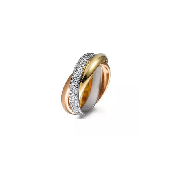 Aliança em Ouro 18k Com três elos com Diamantes Unidade