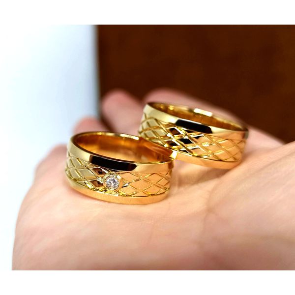 Aliança de Casamento Aurora Dourad - Ouro 18k 750