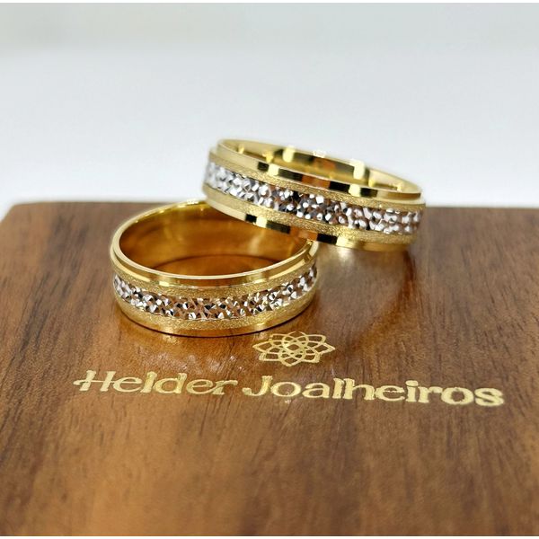 Aliança em Ouro 18k Personalizada Bodas de Prata 