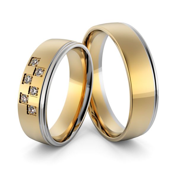 Aliança em Ouro 18k Amarelo e Branco com Diamantes