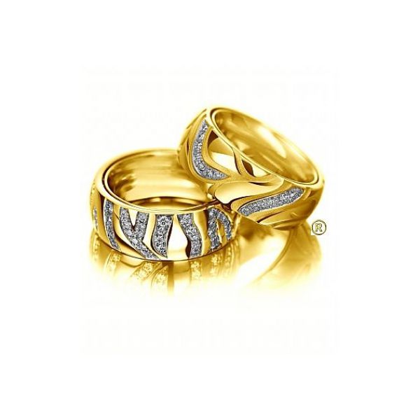 Aliança de Casamento Elegância Vertical Glamour com Diamantes - Ouro 18k